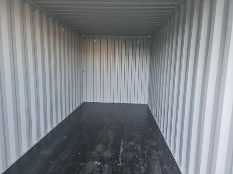 Inside of a side opening shipping container