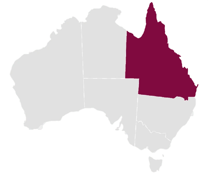 A map highlighting Queensland